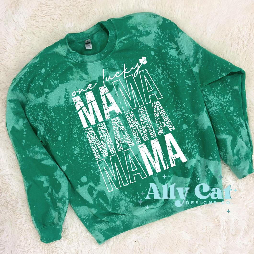 one lucky mama bleached crewneck