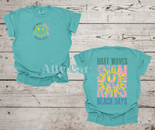 Load image into Gallery viewer, boat waves, sun rays, beach days tee
