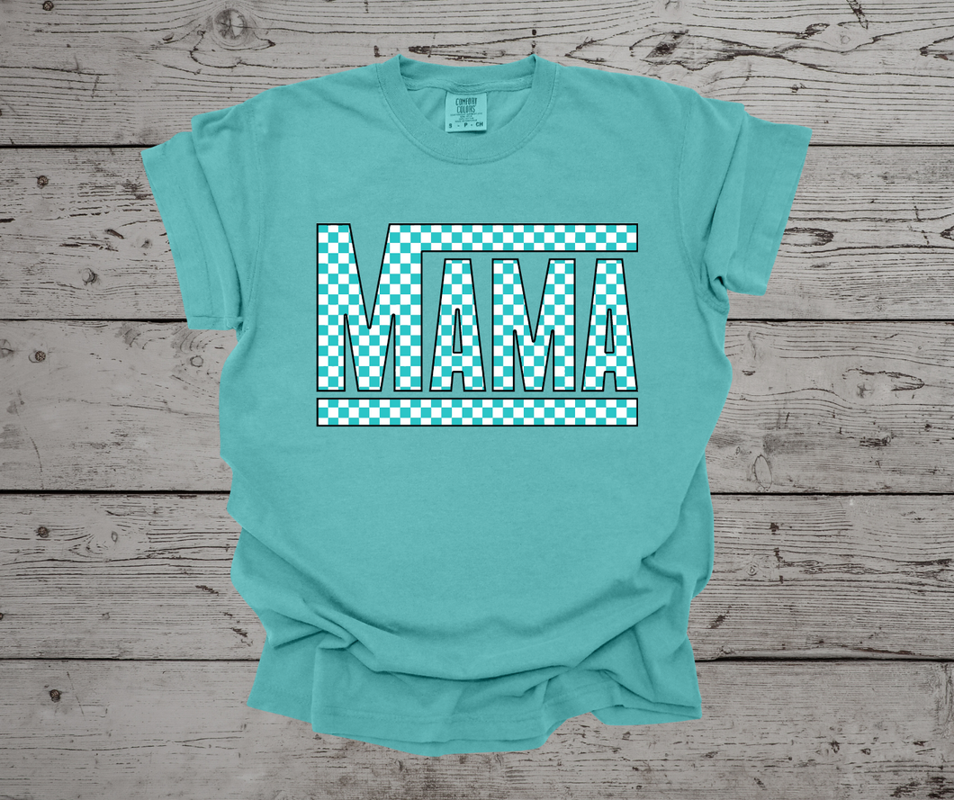 mama checkered seafoam