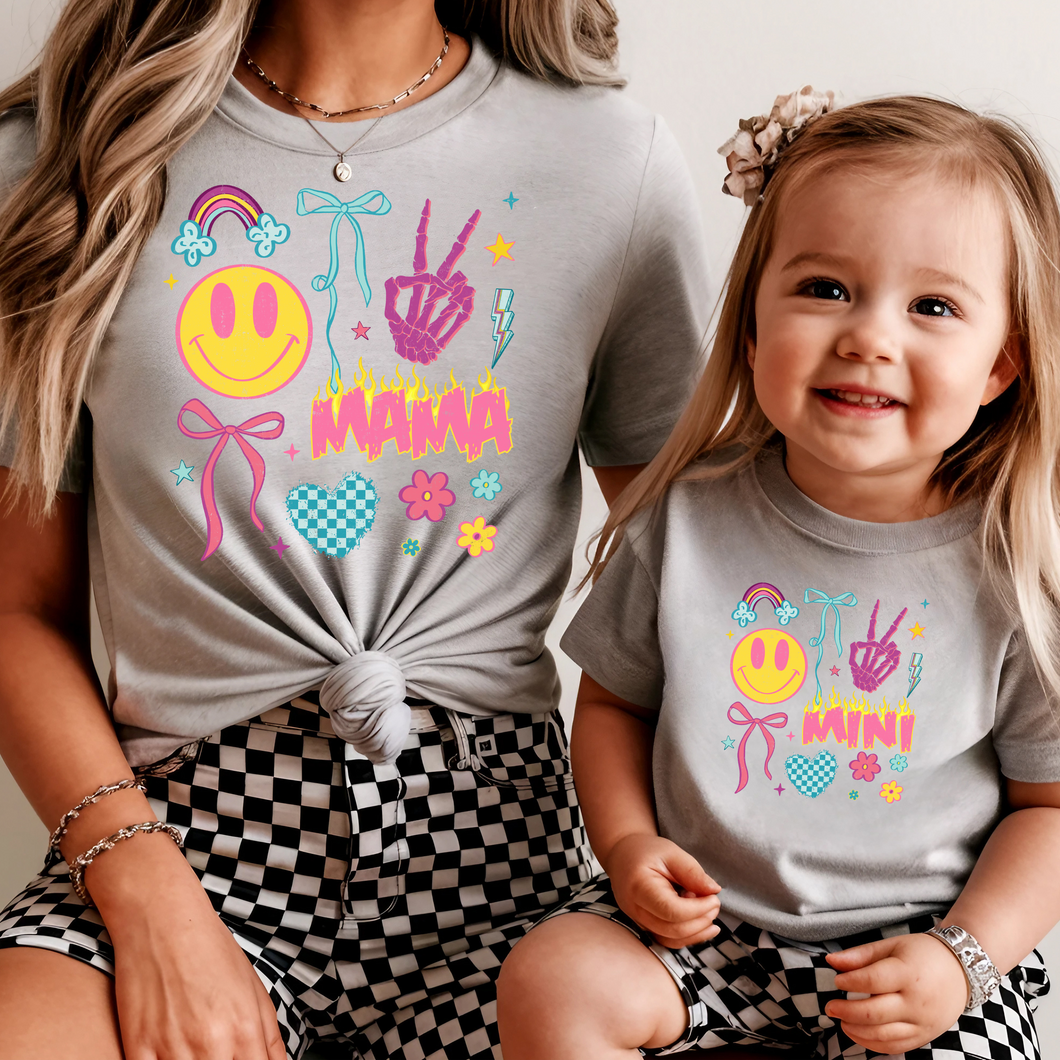 mama /mini matching rainbow/happy tee