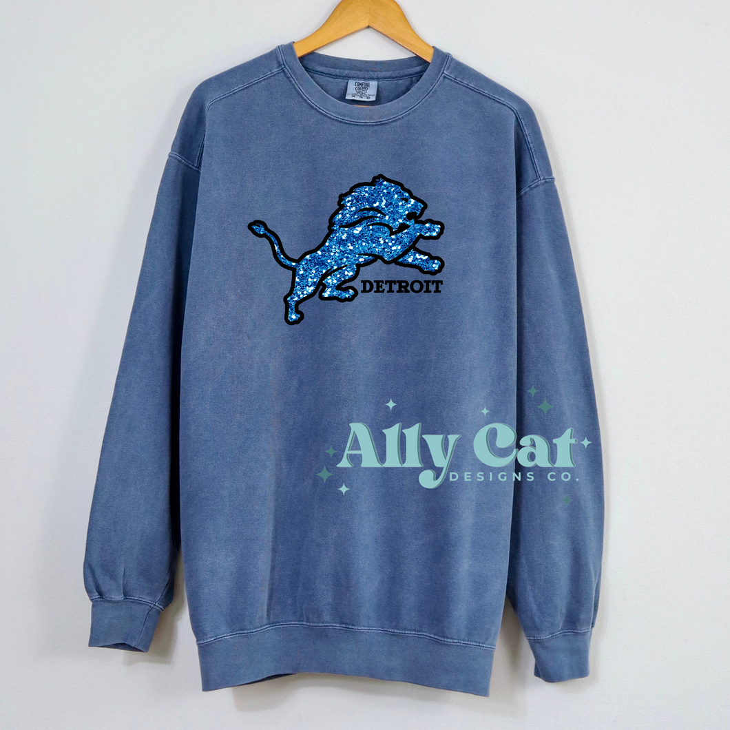 detroit faux glitter crewneck