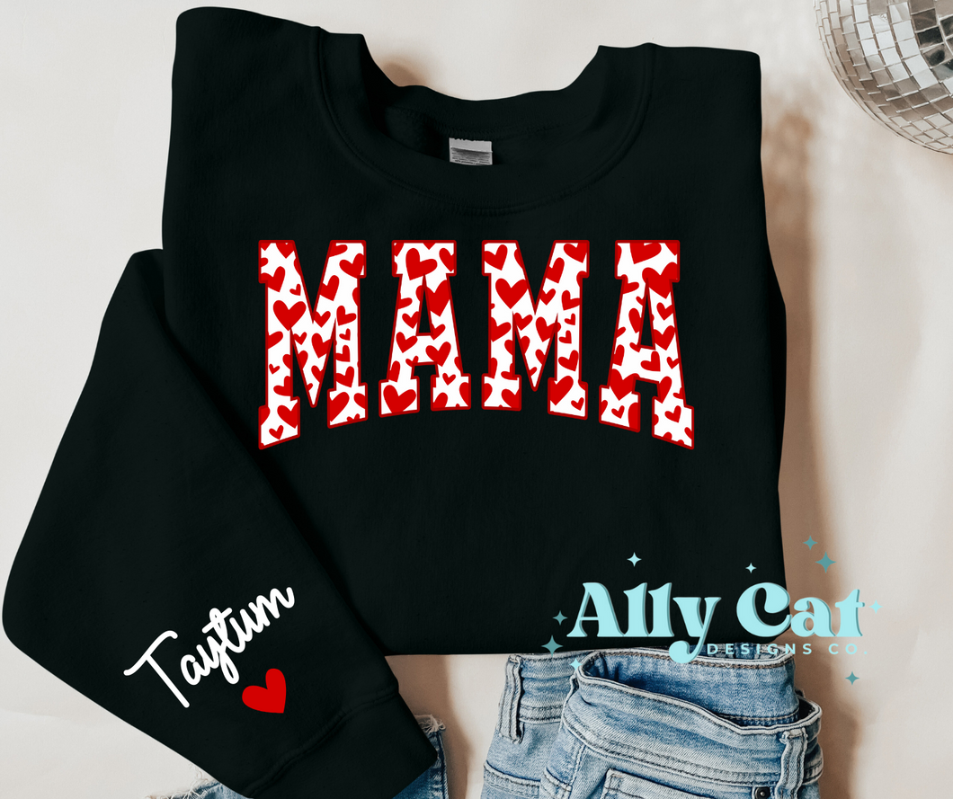 Mama Valentine's Hearts personalized crewneck or hoodie