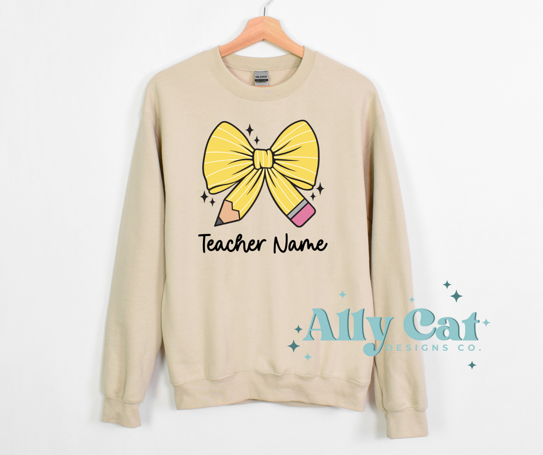 pencil bow teacher personalized