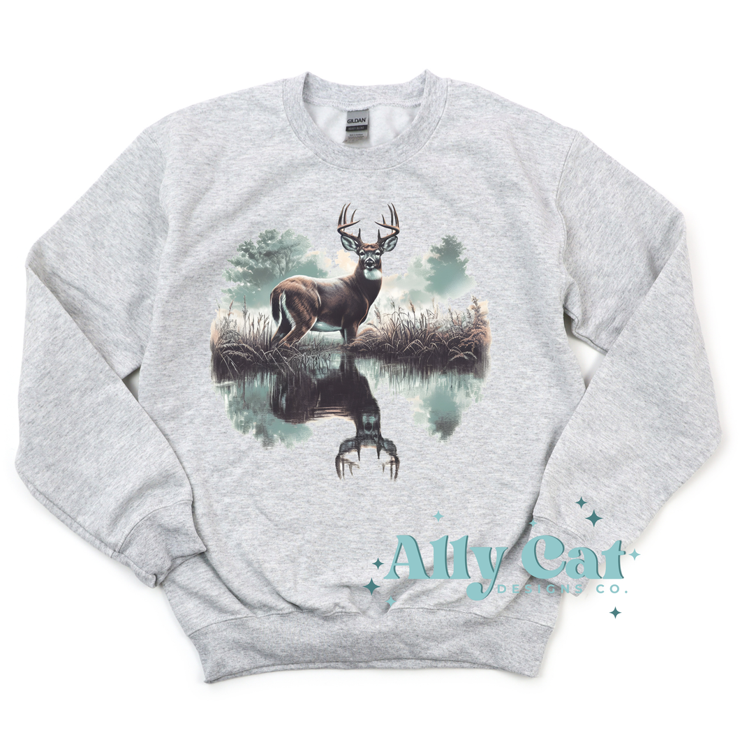 watercolor deer crewneck