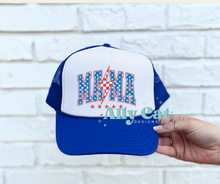 Load image into Gallery viewer, mama flag lightening bolt hat
