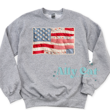 Load image into Gallery viewer, usa flag patchwork crew/hoodie
