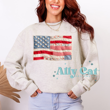 Load image into Gallery viewer, usa flag patchwork crew/hoodie
