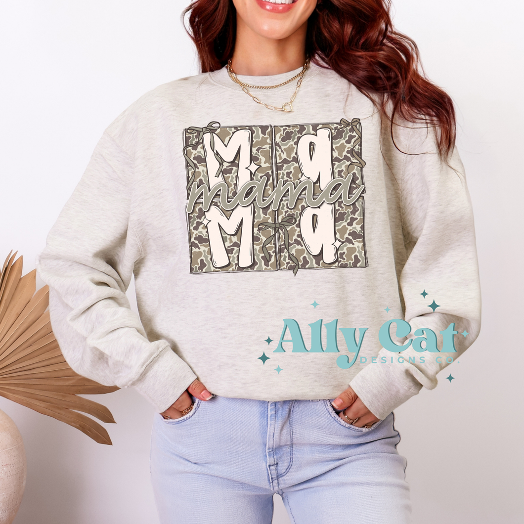 mama camo crewneck