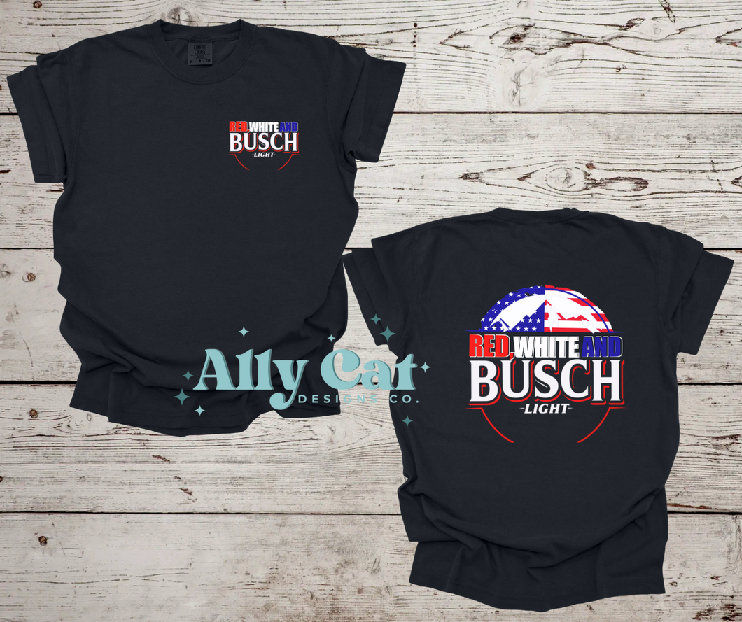 red white and busch light tee