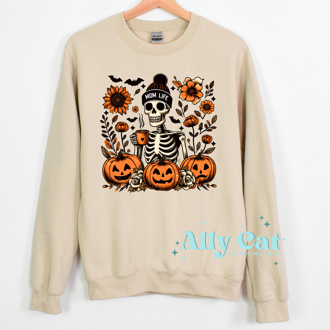 mom life skelly/pumpkins crewneck