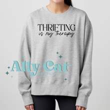 Load image into Gallery viewer, thrifting is my therapy crewneck
