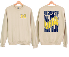 Load image into Gallery viewer, on saturdays we wear maize and blue crewneck/hoodie
