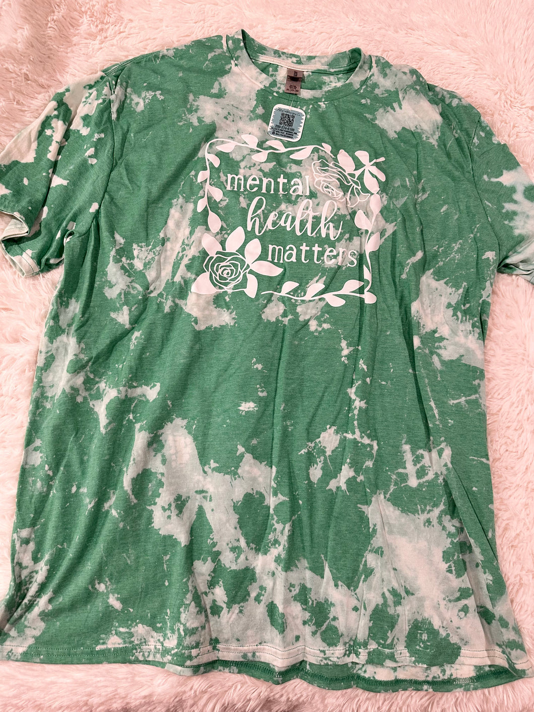 Mental Health Matters Bleached T-Shirt GREEN - 2XL