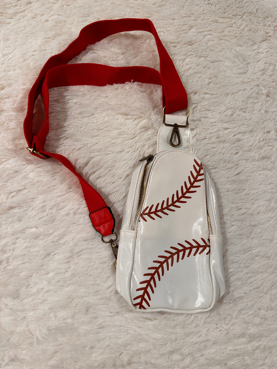 Leather Baseball Sling Bag