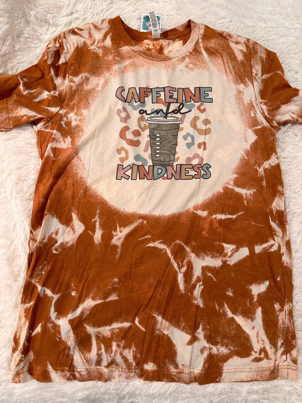 Caffeine and Kindness Bleached T-Shirt - LARGE