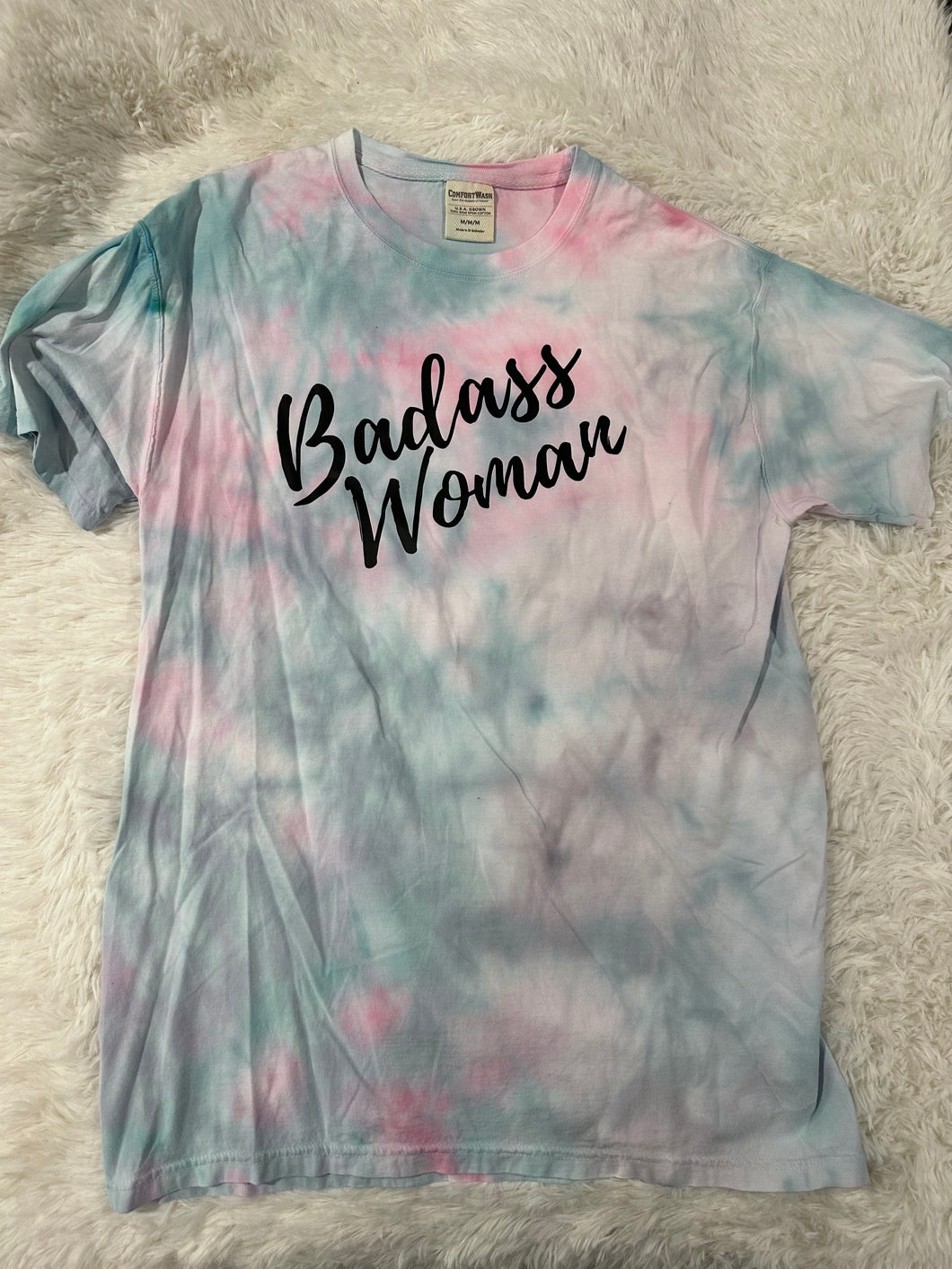 badass woman tie dye t-shirt - Medium