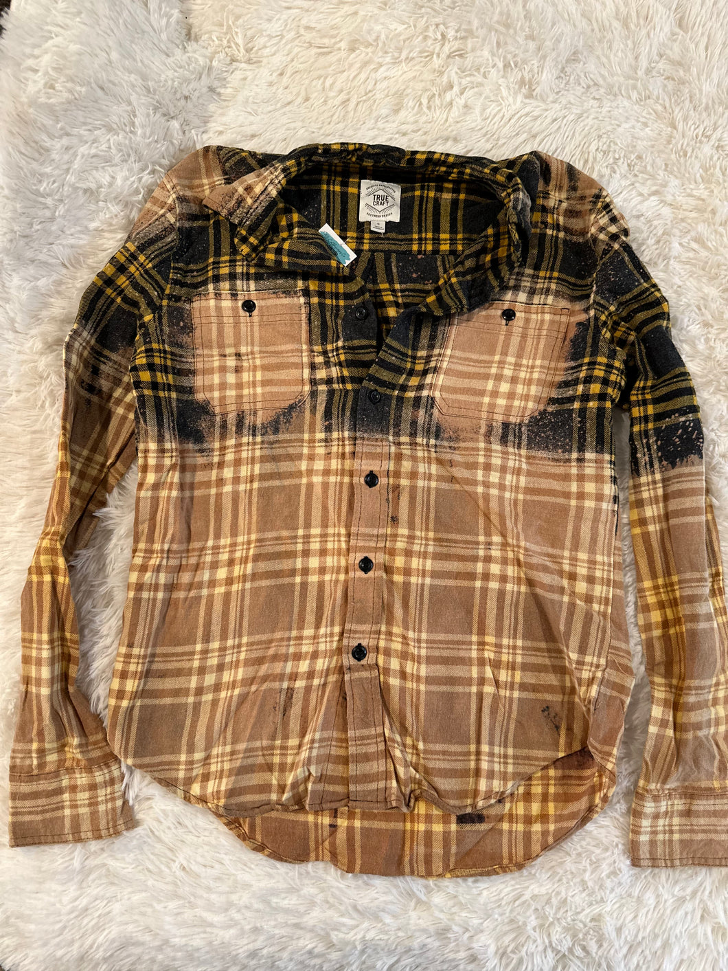 bleached flannel black/yellow - SMALL