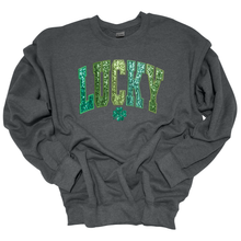 Load image into Gallery viewer, lucky faux glitter crew/hoodie
