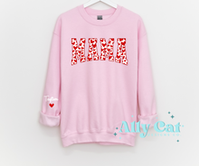 Load image into Gallery viewer, Mama Valentine&#39;s Hearts personalized crewneck or hoodie
